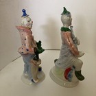 Set Of Two Vintage Mid Century Hobo Clown Figurines W  Violin Ball Umbrella
