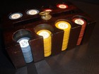 Circa 1930s Crest And Seal Numbered Poker Chips     10 25 50 100     185 In All