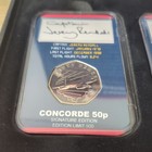 Concorde 50p Coin Set Collection Transport Airplane Pilot Signed Limited Edition