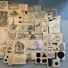 Lot Of 70 Assorted Wood Mounted Rubber Stamps