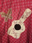 Ooak Vtg Western Express Rider Lg Shirt Appliqued Guitar butterfly Dolly Parton