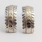 Vtg Native American Sterling Silver Gold Fill Etched Half Hoop Earrings 1 1 8 