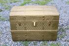 Antique Treasure Chest Storage Trunk Gold Metal Accents