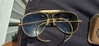 Ray-ban Vintage Aviator Sunglasses Gold Metal Frame Black Glass Lenses Men