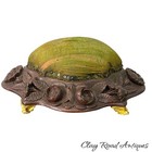Antique Black Forest Victorian Pin Cushion Carved Flowers Original 1890 Sewing