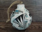 Native American Acoma Indian Hand Painted Fine Line Ornament By T  Sal