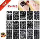 450pcs Stencil Henna Tattoo 15 Sheets For Women Girls Glitter Semi Permanent Art