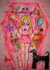Pop Art Contemporary Painting Cartoon Comix Vampire Horror Macabre Fluorescent 