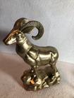 Vintage 1970   s Solid Brass Ram On A Rock Formation