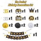 Lingteer Happy 35th Birthday Decorations Set - 12pcs Black 13 Piece Set  