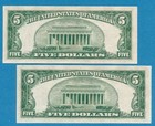 2- 5 00 1934-d Consecutive Silver Certificate Blue Seal Choice New Pair