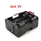 6-aa Battery Holder Case Plastic Box Tow Layer Stacked Wire Leads Dc 9v Black