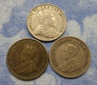 Lot Of 3 Canadian 5-cent  925 Sterling Silver Coins  3 Coins  1910  1912  1919