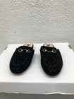 Gucci Princetown J266 Eu 39 Us 9 Gg Black Logo Velvet Loafer Horsebit Mule Flat