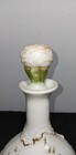 Antique Victorian Hand-painted White Milk Glass Barber Bottle Embossed Roses