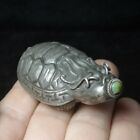 L 6 4cm Old Chinese Handcrafted Sterling Silver Dragon Turtle Snuff Bottles Gift