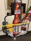       vintage Budweiser Bud Dry 2 Bottle Metal Tin Tacker Beer Bar Sign 1990      