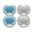 Philips Avent Ultra Soft Pacifier  6-18 Months  Blue And Grey  4 Pack  Scf211 40