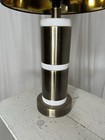 Vintage 90s Gold And White Marble Italian Style Architectural Lamp With Shade