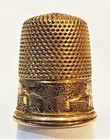 C1900 14k Gold Carter Gough Size 8 Thimble Finely Engraved Oak Leaf Design 5grms