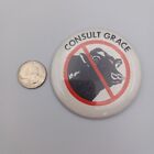 Vintage No Bull Consult Grace Pinback Button Funny Advertising Pin Badge Cow
