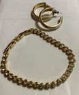 Avon Vintage  Gold Tone Rhinestone Tennis Bracelet    Hoop Earrings Set