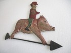 Antique Old Iron Man And Pig Weather Vane Embossed Weathervane