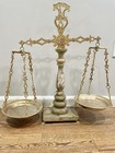 Vtg Original Giuliani Creation Brass Marble Balance Scales Justice Ornate