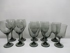 Set Of 10 Libbey Classic Smoke Gray Water Goblets And Wine Glasses