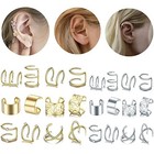 24 Pcs Gold Silver Hair Braids Dreadlock Non-piercing Ear Clip Beard Beads