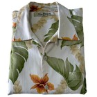 Tommy Bahama Mens Silk Hawaiian Aloha Shirt Palm Leaf Floral Print L