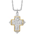 925 Sterling Silver Gold Four Way Medal Cross Necklace