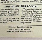 Vintage 1954 Lionel Train Booklet  how To Operate Lionel Trains And Accessories 