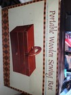 Vintage Portable Wooden Sewing Box With Hinged Lid   5 Compartment Drawers New