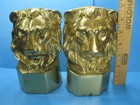 Mid Century Decorative Crafts Inc Pair Of Heavy Brass Lion Head Bookends Vintage