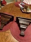 Pair Of Carved Wood Corbels Brown Victorian Decorative Shelf Brackets