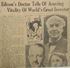 Vintage 1931 Thomas Edison Near Death Newspaper