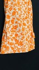Vintage 1960s White Orange Floral Mini Dress  Flocked Linen Sleeveless Velvet S
