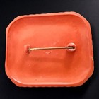 Antique Celluloid Brooch Horse Head Relief Victorian Equestrian Coral Color Pin