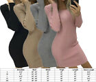 Women Sexy Bodycon Knit Sweater Dress Casual Slim Long Sleeve Mini Jumper Party
