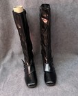 Vtg 60s Gogo Boots Granny Knee High Buttons Black Japan Vinyl 6