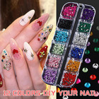6 Boxes Colorful Crystal Rhinestones Nail Gems Multi Shape Flat Back Charms 2mm