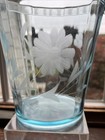 Fostoria Azure Blue Glass Ice Bucket With Daisy Etching