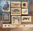 Vintage 1983 Christmas Holiday Psx Petaluma Ca Wood Stamps Lot Of 8 Used