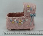 Napco Ceramic Planter Vintage Pink Baby Floral Bassinet 8575 Japan Nursery Decor
