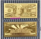 100 Pcs Us   100 Dollar Crafts Banknotes Golden Color Foil Plastic Notes Money