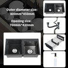 31  Luxury Gunmetal Black Kitchen Sink 16 Gauge Stainless Steel Double Bowl Set