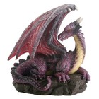 Purple Dragon On Rock Figurine Medieval Mythical Fantasy Creature Decoration New