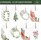 120pcs Christmas Paper Gift Tags Watercolor Xmas Tree Leaves Hanging Name Tag Wi