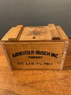 Vintage Wooden Recipe Box Budweiser  Anheuser-busch   Mini 6  Wooden Trinket Box
